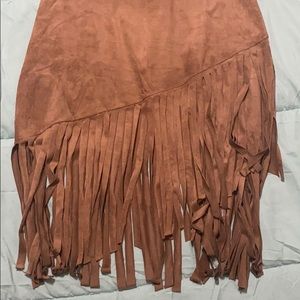 Brown Suede fringe skirt